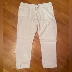 Saks Fifth White Linen Drawstring Trousers